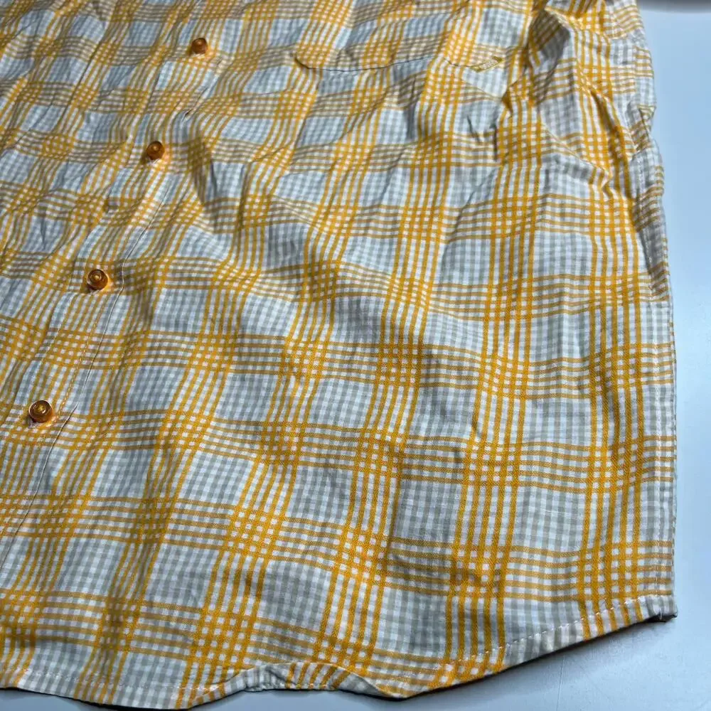 Ecko Unltd Men’s M Yellow Plaid Short Sleeve Button‎ Up Shirt 100% Cotton